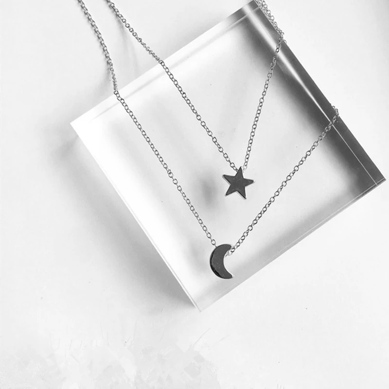 Женское ожерелье с подвеской Moon Star Длинная подвеска золотого цвета 2 шт./компл. x197