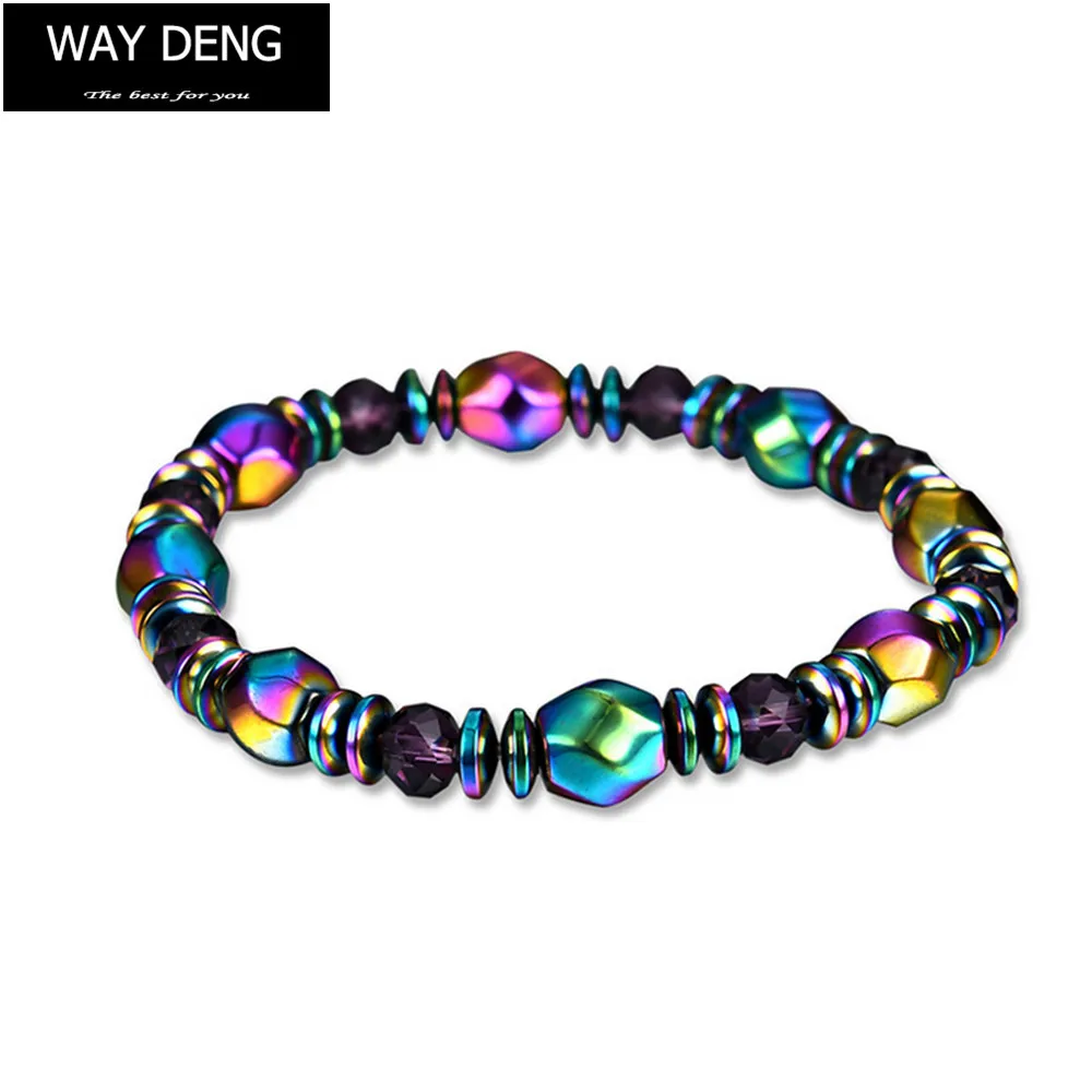 Way deng-Chakra красочные Магнетитовые гематитовые бусины растягивающийся браслет