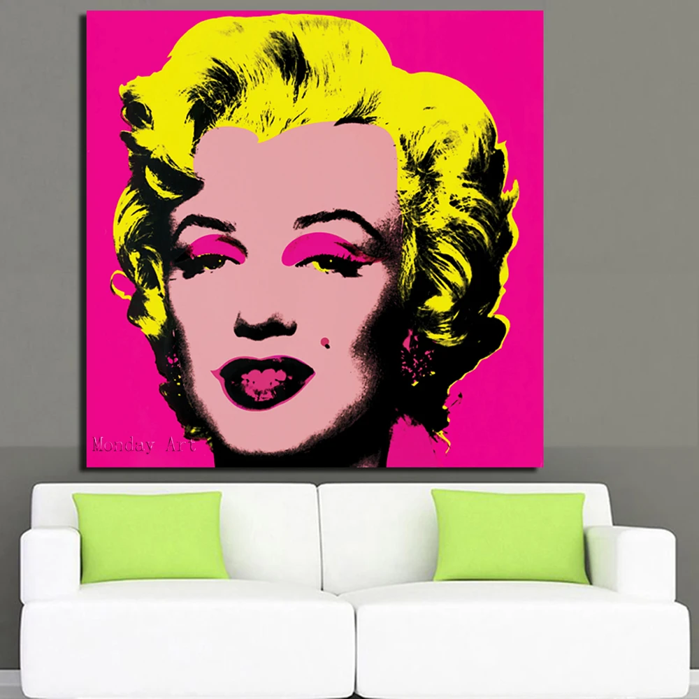 Pop Art Ручная роспись Andy Warhol холст с Мерилин Монро живопись Canvas постеры масляной