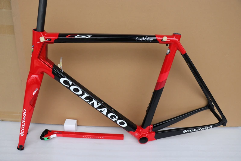 C649 Colnago C64 углеродная рама для T1100 углеродистая рама для дорожного велосипеда глянцевое покрытие черного и красного цвета с белым наклейка