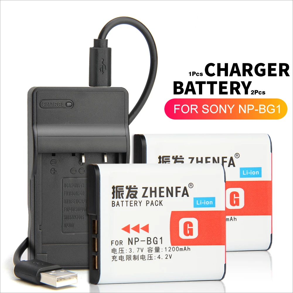 Аккумуляторы и зарядное устройство NP BG1 для камеры Sony 2 шт. DSC H3 H7 H9 H10 H20 H50 H70 W120 W130 W210