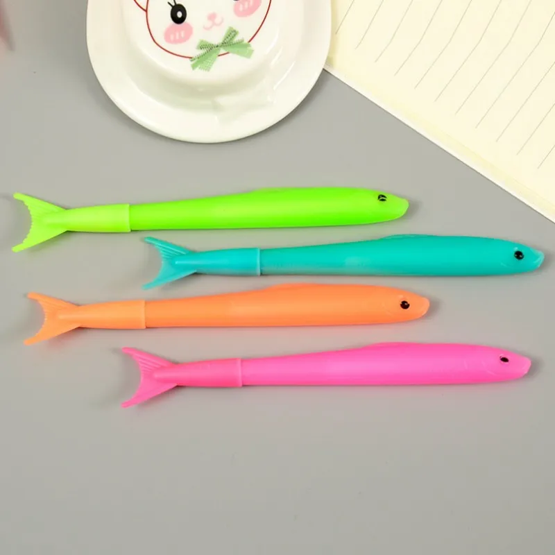 4 шт./лот милые цветные кавайные ручки с гелевыми рыбками канцелярские