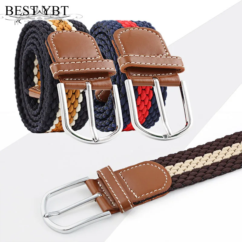 Лучший YBT унисекс холщовый ремень из сплава с пряжкой Плетеный Эластичный