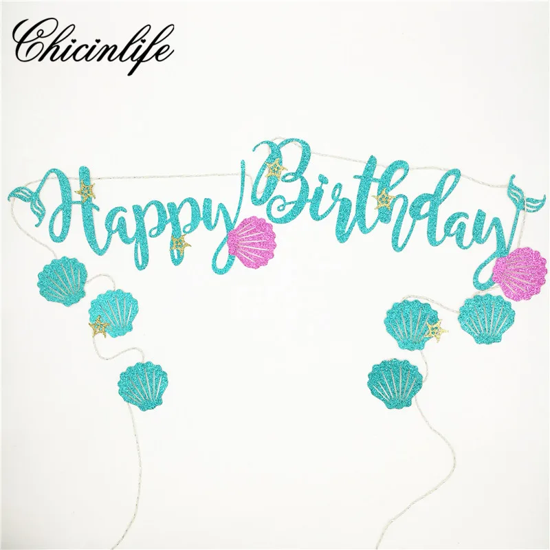Chicinlife 1 комплект блестящая синяя надпись на день рождения знаки русалки один