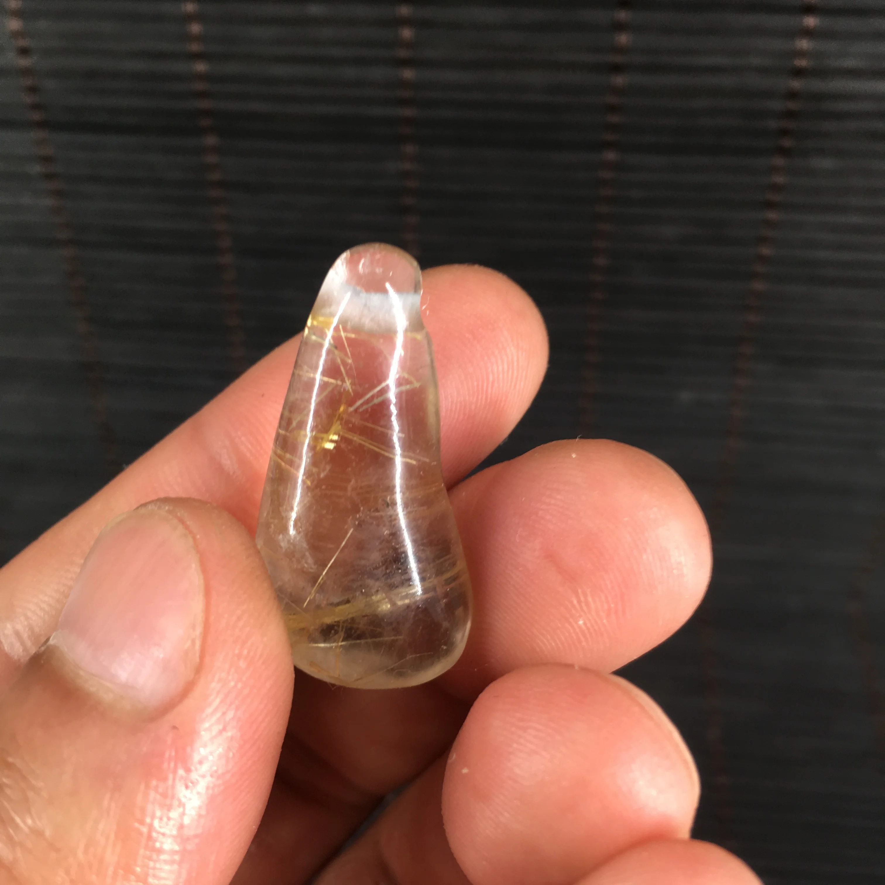 Natural Golden Rutile Quartz Crystal hair crystal carved pendant T1391 | Дом и сад