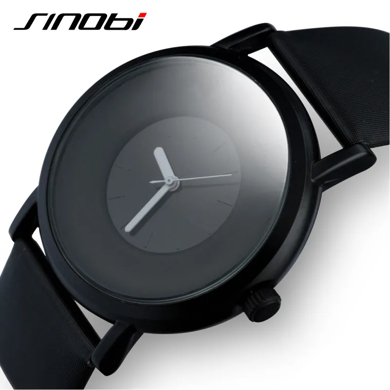 Мужские кварцевые часы SINOBI роскошные повседневные наручные из натуральной кожи