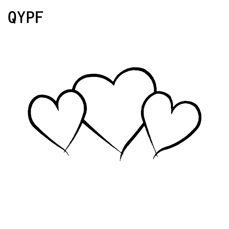 

QYPF 14.2CM*7.5CM Fashion Three Heart Outline Love Vinyl Decoration Car-styling Car Sticker Decal C15-0688