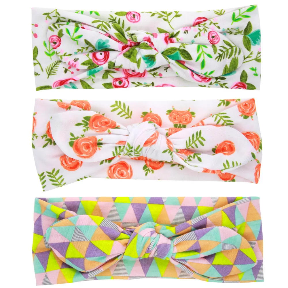 QCNIUD Lovely Newborn Headband Fashion Bunny Ear Kids Girl Bow Elastic Knot Headbands DIY Bowknot Headwear Hair Accessories | Детская