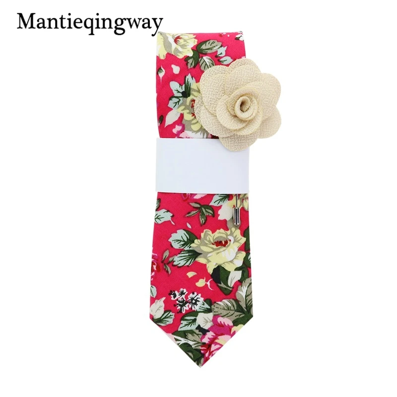 028 Мужские хлопковые Галстуки Mantieqingway, 19 цветов, с цветочным принтом, тонкий галстук Gravatas Corbatas, Модный свадебный деловой галстук, галстуки - Цвет: 028