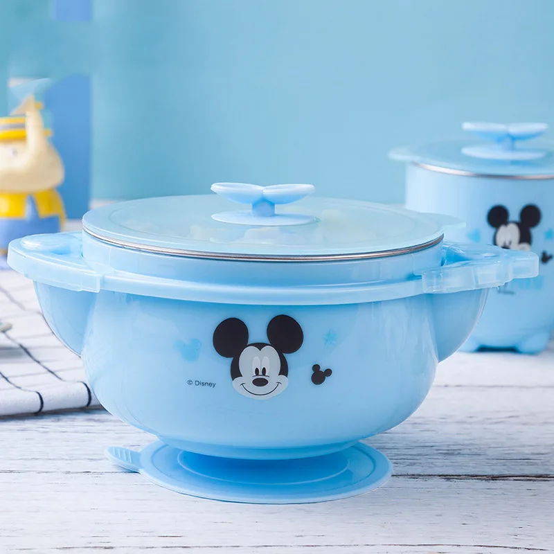 D Disney 510 мл Микки Маус детская посуда детская миска для питомца анти-осень анти-скальдинг из нержавеющей стали присоска чаша подарки - Цвет: D