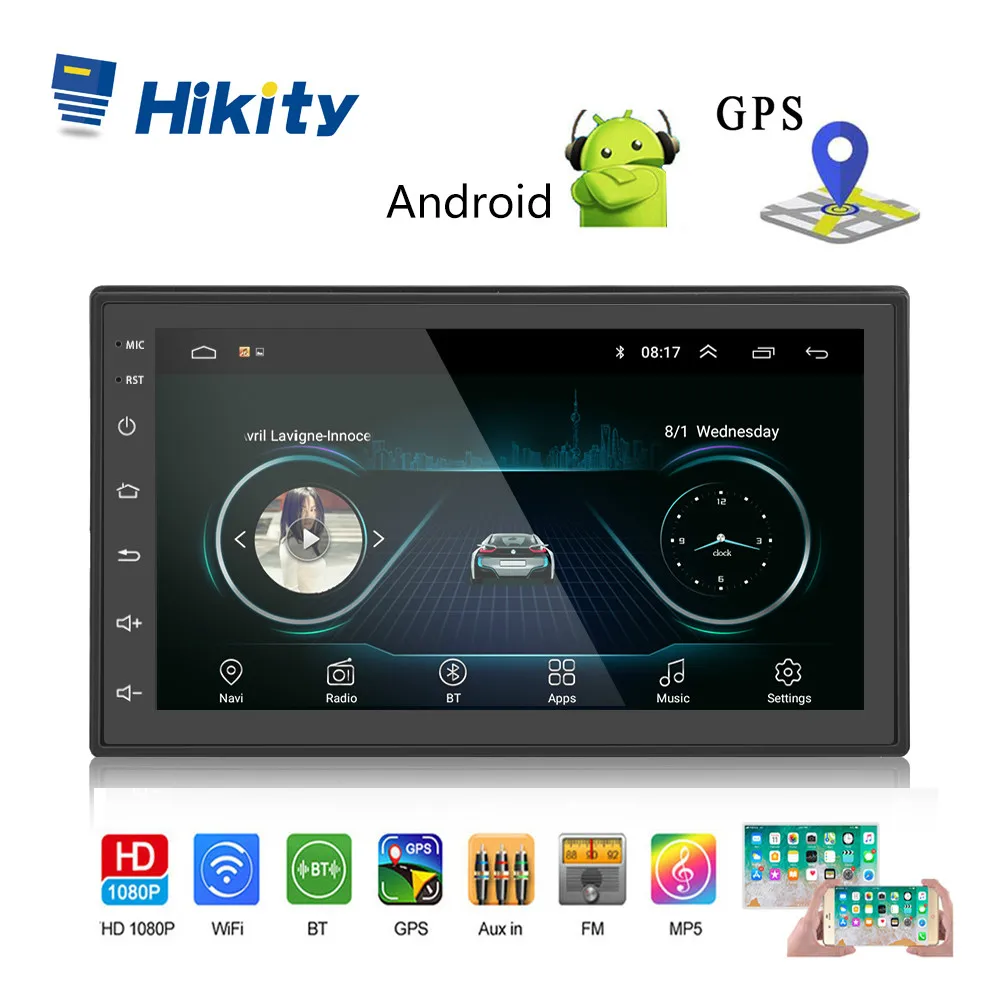 Hikity 2 din автомагнитола Android " HD Авторадио мультимедийный плеер gps сенсорный экран Авто аудио стерео автомобиль MP5 Поддержка камеры