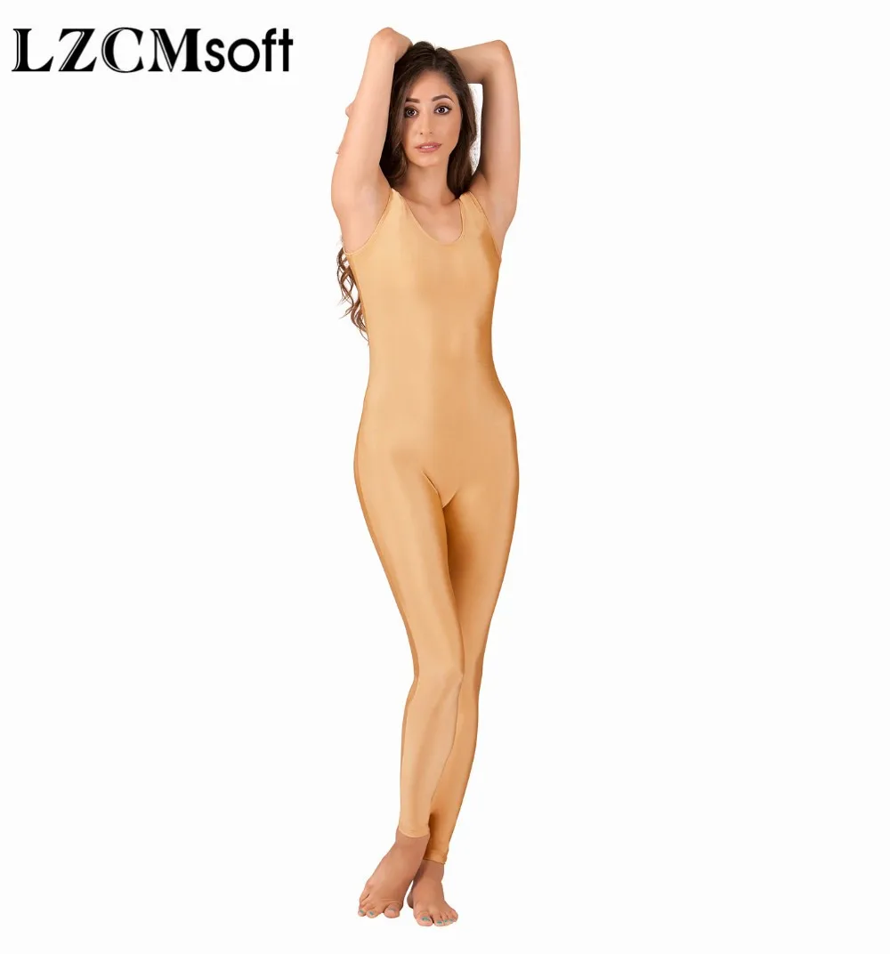Nude LZCMsoft женский комбинезон из лайкры и спандекса с глубоким вырезом, черный комбинезон для гимнастики, полный комбинезон, комбинезон для балета, сценического танцевального шоу - Цвет: Nude