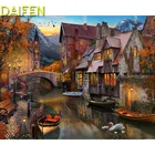 Алмазная вышивка, Круглый Набор для вышивки крестиком, полноразмерная картина из страз сделай сам для деревенской лодки, мозаика из страз