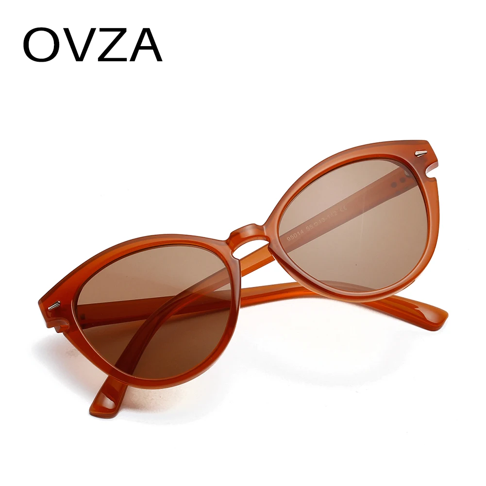 OVZA, Ретро стиль, кошачий глаз, солнцезащитные очки для женщин,, брендовые, дизайнерские, Ретро стиль, уф400, роскошные очки для девушек, высокое качество, S0065