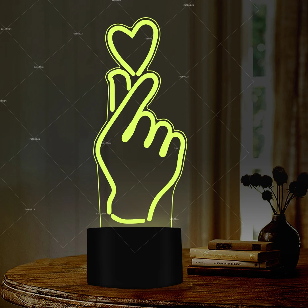 Ночные светильники Express love with finger heart 7 меняющихся цветов лампы для влюбленных