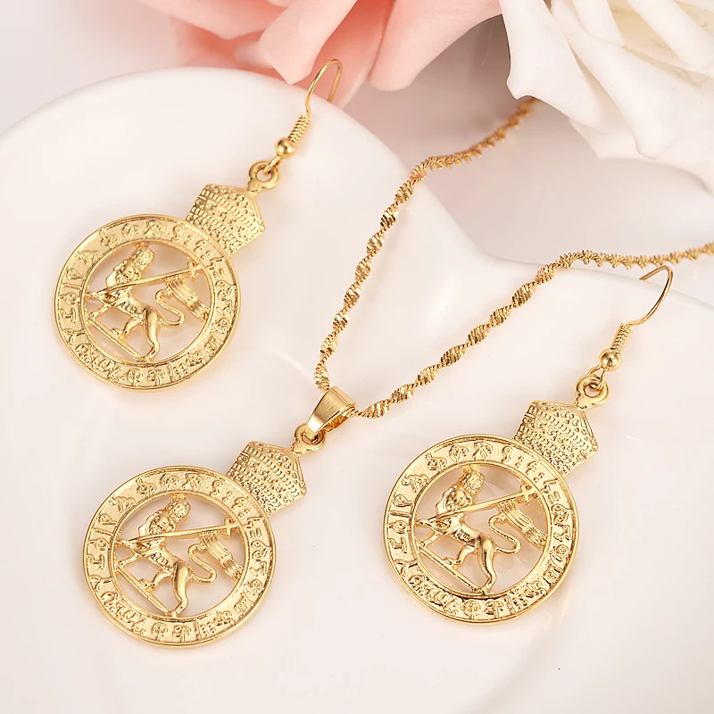 Новые серьги с подвеской из эфиопского льва Иуды золотого цвета в Африке Эритрее