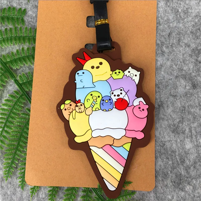 2018 Mala Japanese Cartoon Series Corner Biological Ice Cream Shape Pvc Soft Plastic Luggage Tag Bag Pendant Travel Accessories | Багаж и