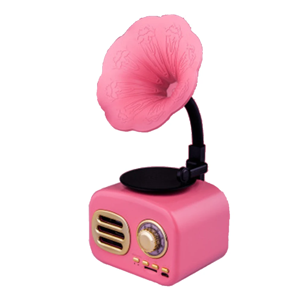 Розовый Ретро Мини Радио Портативный USB Bluetooth динамик поддержка карты Винтаж AM FM приемник Карманный коротковолновый домашний стерео подарок#2 - Цвет: Розовый