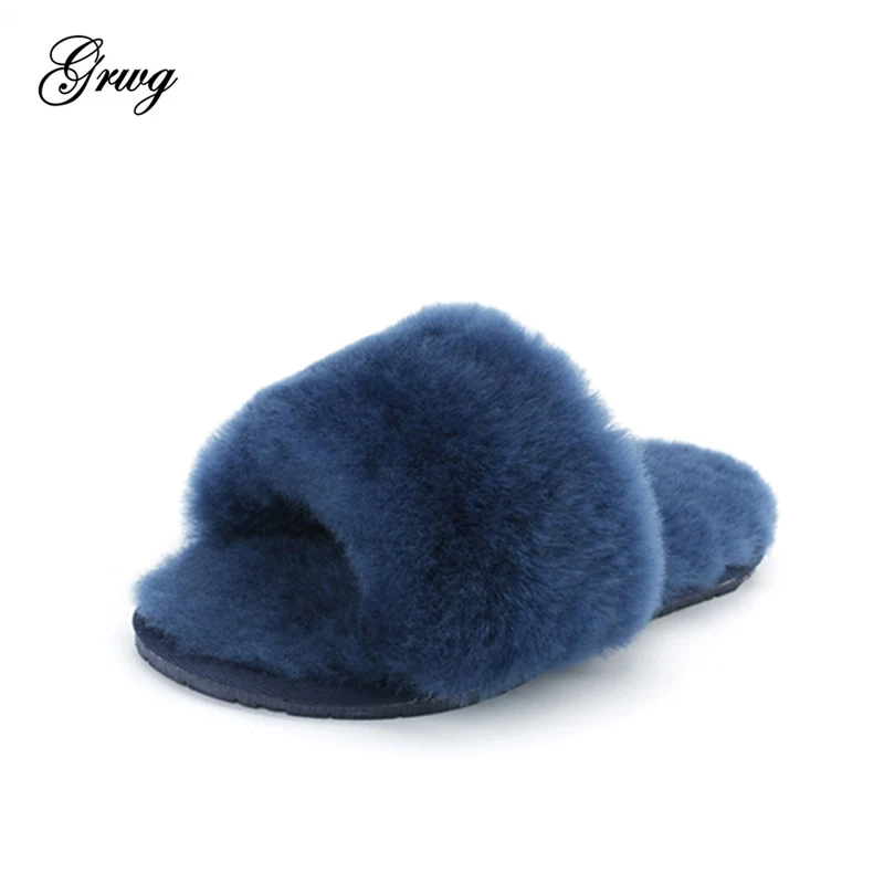 100% зимние теплые меховые тапочки из натуральной овечьей кожи женская домашняя