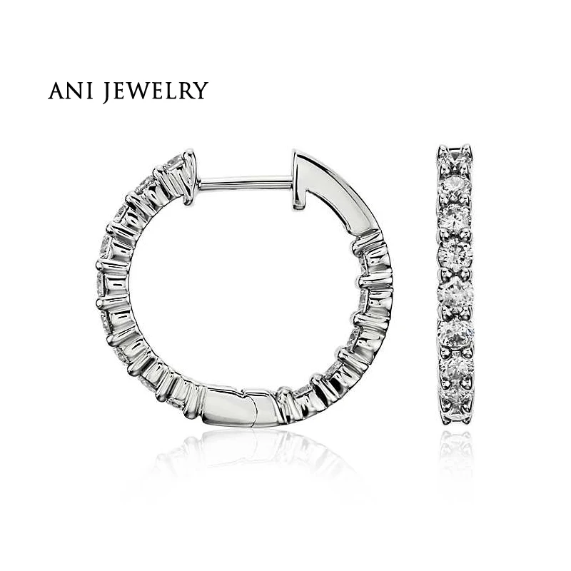 ANI 14k белые золотые женские круглые серьги 0 95 CT сертифицированные I/S1 Аксессуары с