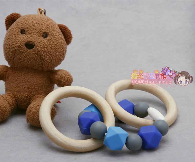 Бусины прорезыватели с двойным кольцом Blues силиконовые бусины пищевого качества