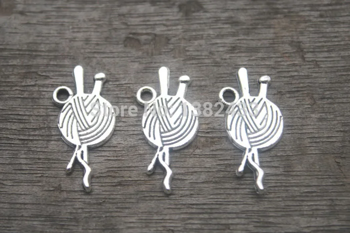 40 шт. подвески для вязания Античные тибетские шармы серебряного тона из шерсти и