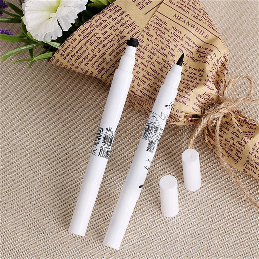 

Unique Design Black Waterproof Liquid Eyeliner Star Heart Tattoo Stamp Eye Liner Pencil Long-lasting High Quality DoubleHead