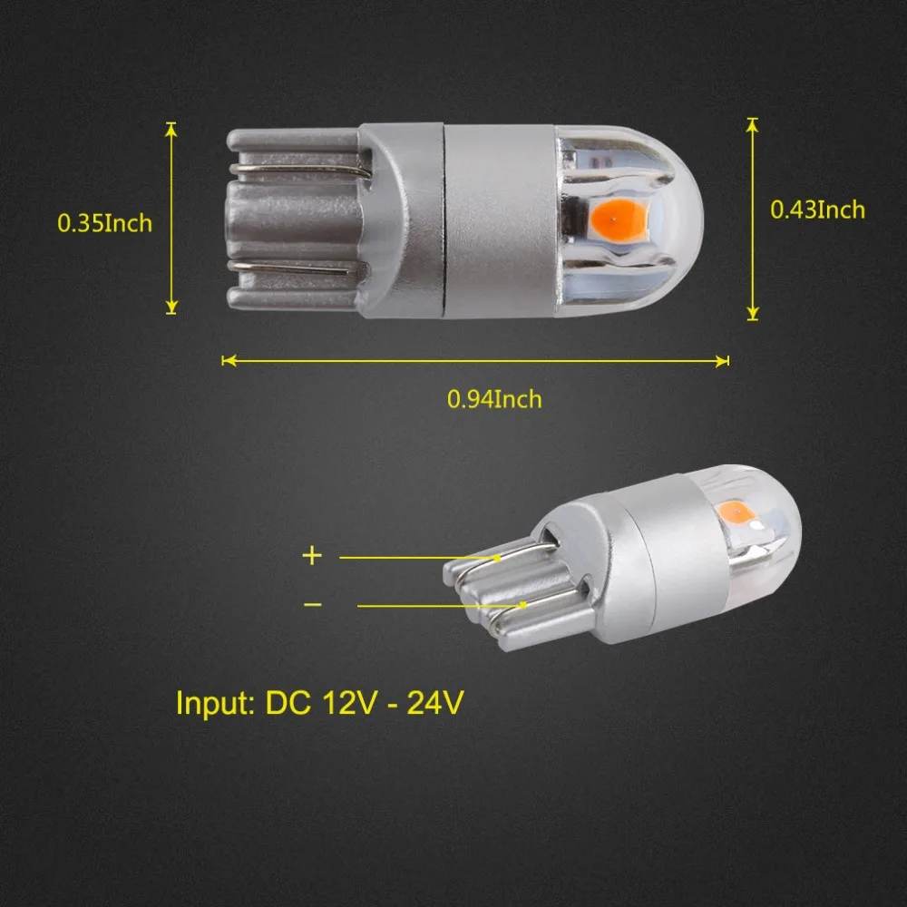 Светодиодные лампы T10 LED W5W 2smd 3030 Auto 194 168 501 габаритные огни номерного знака