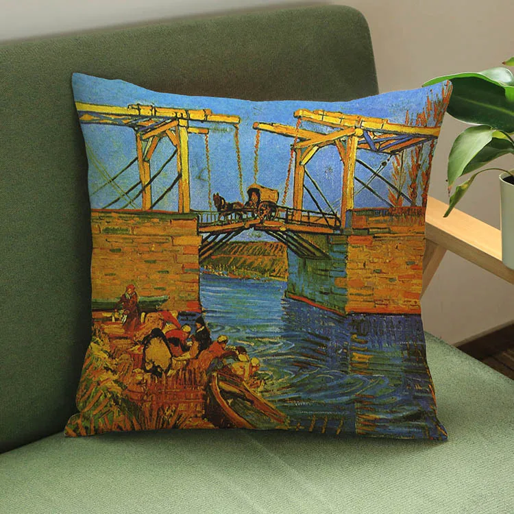 Oil Art style Gogh Painting Polyester cotton Cushion Covers sofa chair throw Pillow Case shop hotel home decoration Gift cojines | Дом и сад