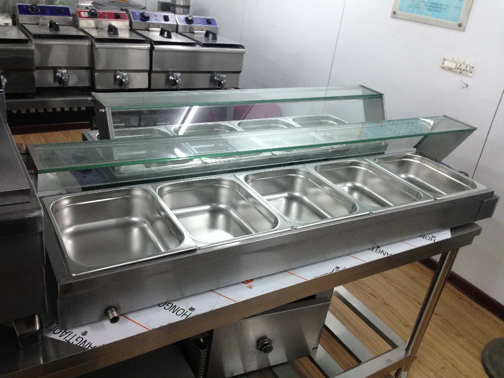 Электрический 5 кастрюль Bain Marie подогреватель пищи столешница Пароварка нержавеющая сталь подогреватель для супа оборудование буфет bainmarie витрина