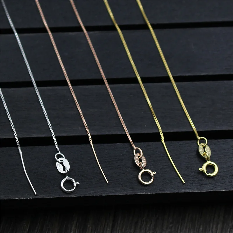 40/45 см 925 стерлингового серебра цепи коробки для DIY Бусы из жемчуга ожерелье