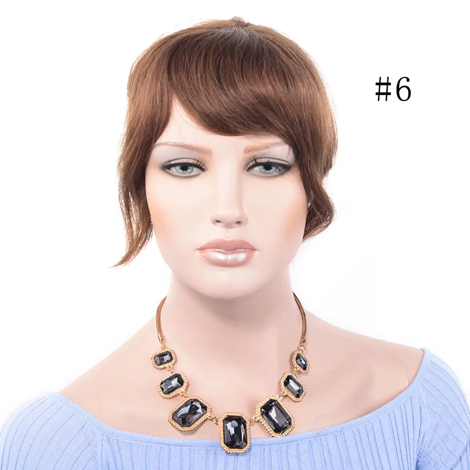 #6 LADYSTAR remy волосы челка для женщин человеческие волосы один кусок Клип В Волосы взрыва/бахрома можно отрезать любой длины, как вам нравится - Цвет: #6