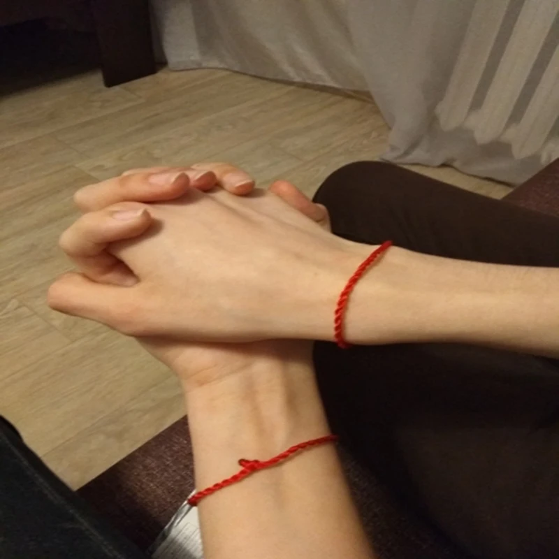 Qevila ювелирные браслеты модные красные нитки браслет на веревке счастливый