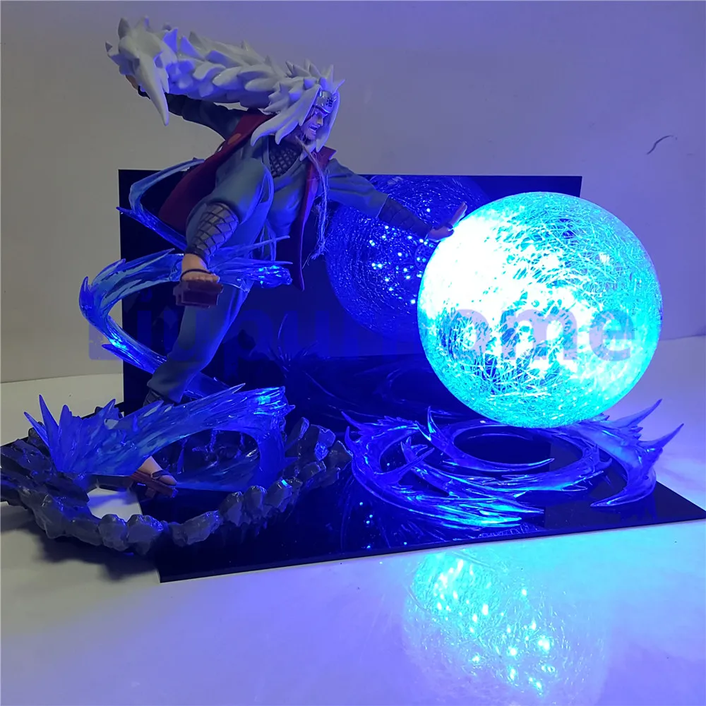 Наруто фигурку Jiraiya Rasengan Led сцена модель игрушки Аниме Shippuden figuras coleccion США ЕС вилка