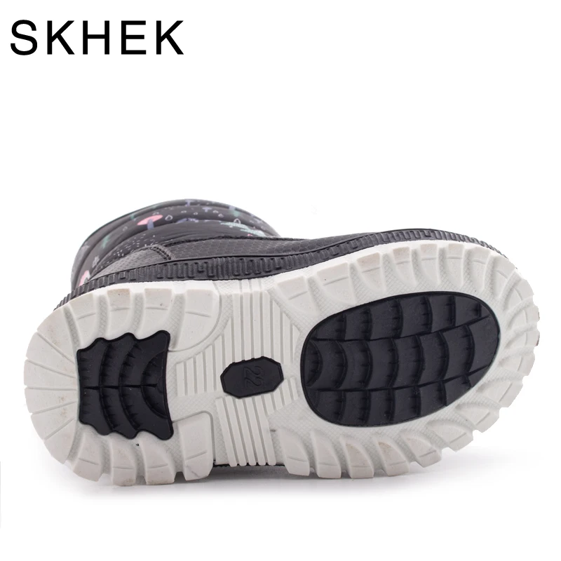 

SKHEK Winter Kids Plush Snow Boots Children Boys Girls Fashion Boots Antislip High Thick Waterproof Shoes Blue Black Child Boots