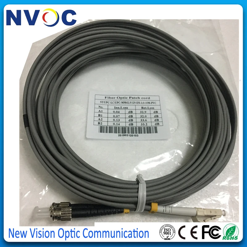 4 шт./лот ST/UPC-LC/UPC мм (62 5/125) DX 3 0 L: 10 м ПВХ бронированный двухъядерный патч-корд ST-LC OM1