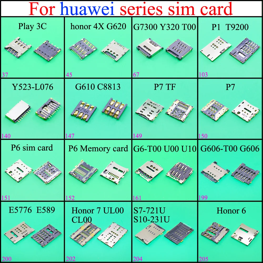 

New sim car reader holder for huawei tray slot socket connector G6-T00 U00 U10 G606-T00 G606 E5776 E589 for Honor 7 UL00 S7-721U