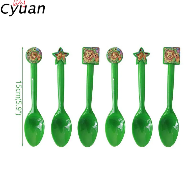 spoon Cyuan Jungle одноразовые наборы посуды для вечеринки в честь Дня Рождения, лесные друзья, сафари, зоопарк, бумажные тарелки, салфетки под чашки, вечерние, для детского душа, Декор - Цвет: spoon