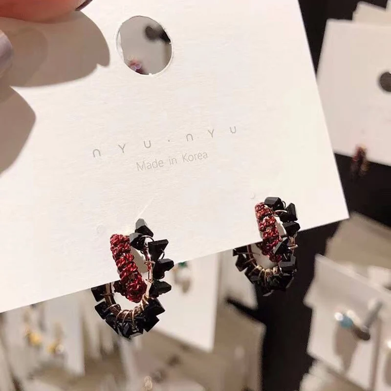 MENGJIQIAO, винтажные японские корейские круглые цветные серьги-кольца с кристаллами, модные серьги с искусственным жемчугом, Букле д 'ореиль, ювелирные изделия для девочек
