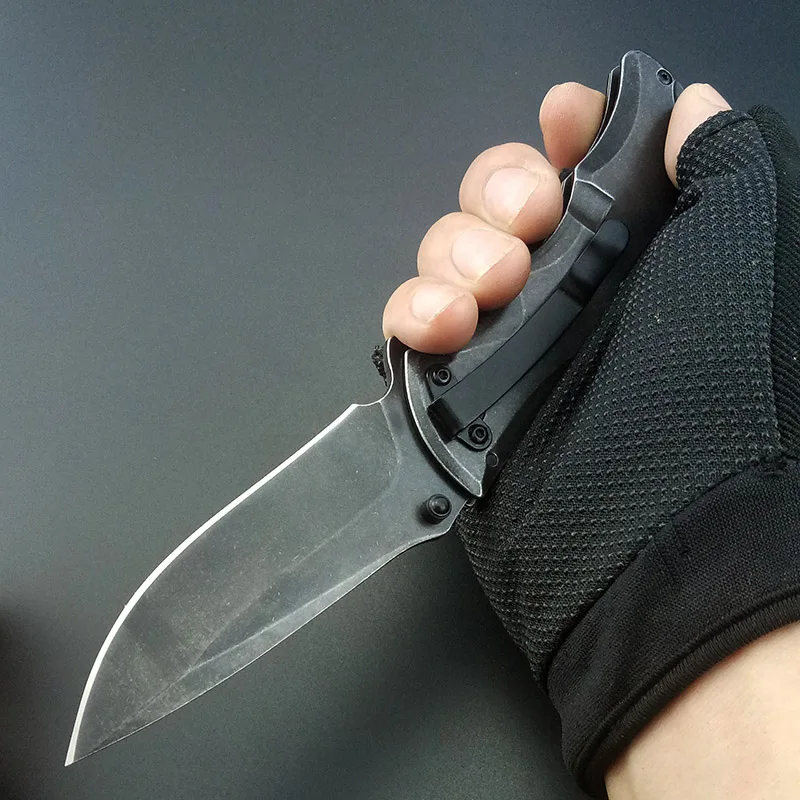 Тактический складной нож резец со стальной ручкой Stonewash для выживания кемпинга