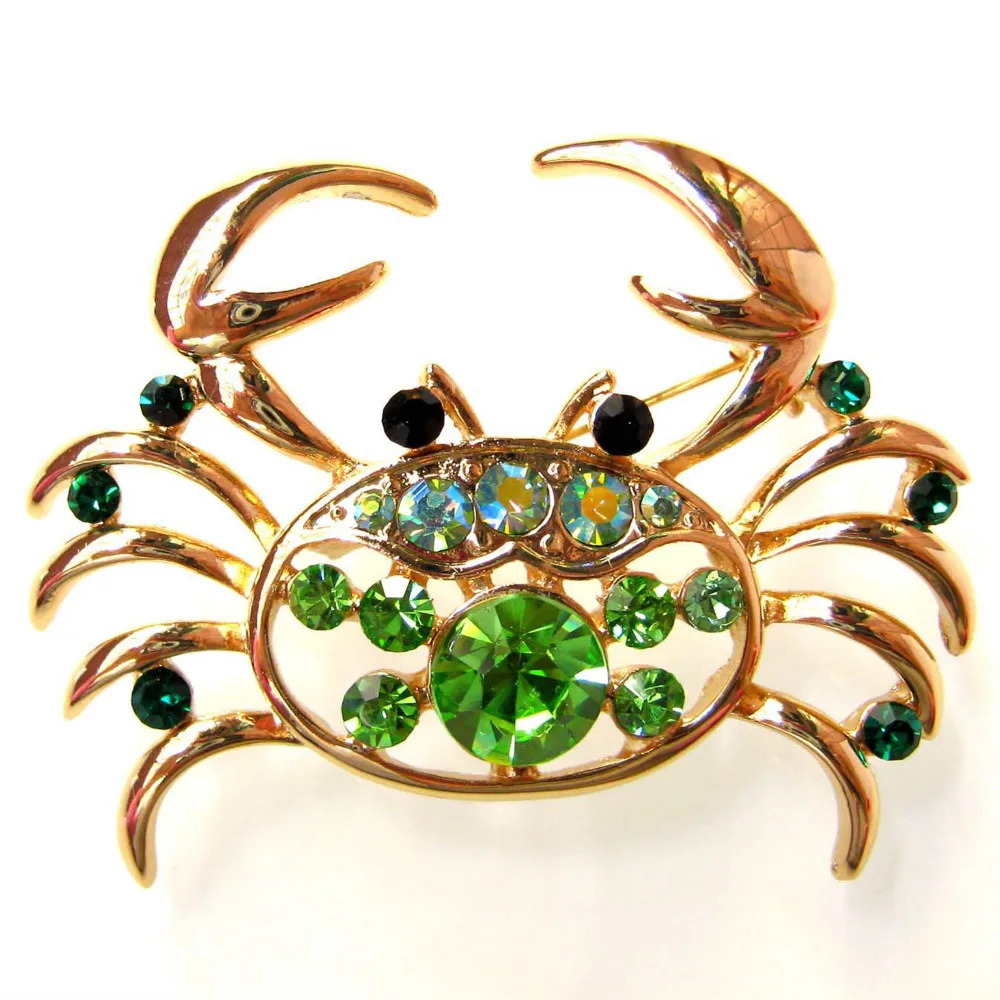 Навачи зеленый кристаллический Halobios желтый GP морской Краб Пинцет коготь брошка