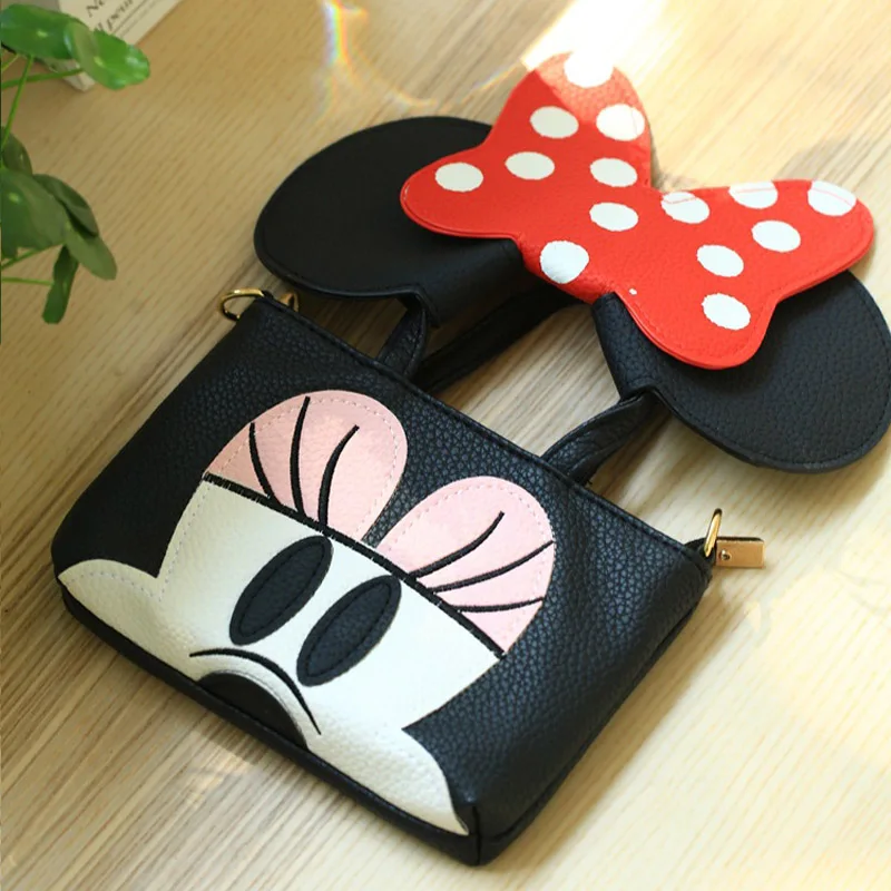 Minnie Disney Веселый Микки Маус женские сумки мультфильм Винни чехол для телефона сумка-мессенджер для девочек мобильный телефон PU сумка на плечо игрушки - Цвет: Minnie