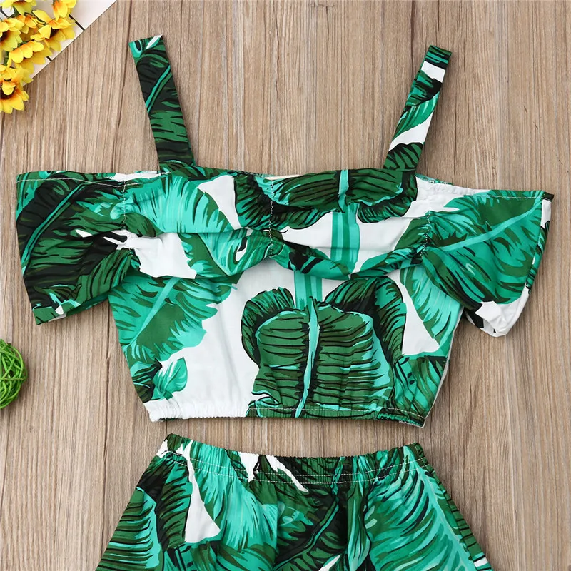 2 шт. детские летние топы с открытыми плечами и юбка | Детская одежда обувь