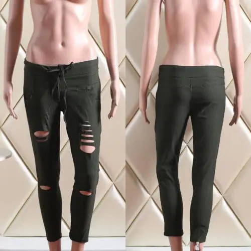 Джинсы женские Стрейчевые рваные зауженные повседневные узкие джинсы из денима