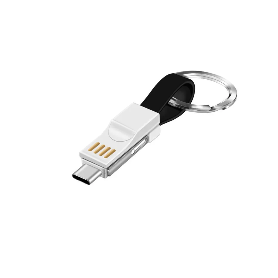 Портативный кабель 3 в 1 для путешествий, кабель usb с подсветкой, кабель usb type C для iPhone huawei P20 P30 Pro, кабель для зарядки ключей