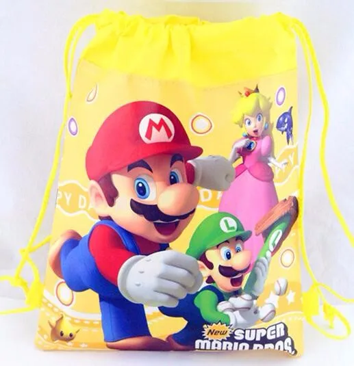 4 шт./лот Новый Супер Марио первый мультфильм Дети Drawstring печатных рюкзак пляжное