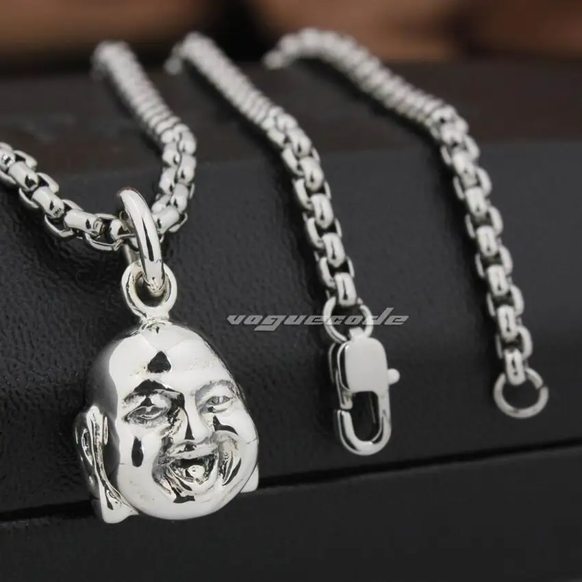 

LINSION Tiny Happy Buddha Head 925 пробы серебряный кулон 8P006