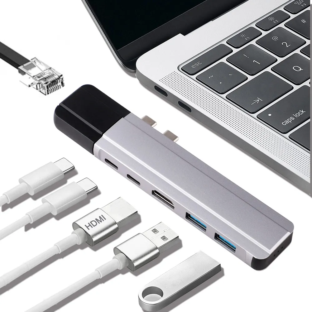 1 шт. два порта USB C концентратор к HDMI 4K с TF SD ридер слот адаптер для MacBook Pro/Air новое