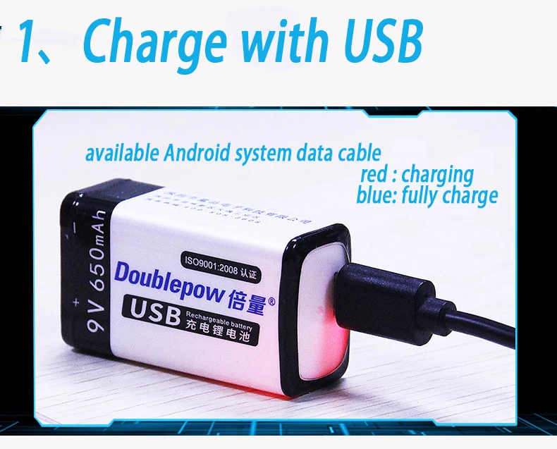 9V USB аккумуляторная батарея 6f22 9v умная 650mAh беспроводной микрофон инструмент KTV