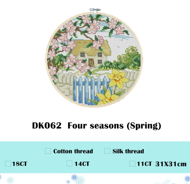 Four seasons Spring Четыре сезона(весна) Набор для вышивки крестом aida 14ct 11ct граф печать холсты стежков вышивка DIY рукоделие ручной работы - Цвет: Four seasons Spring